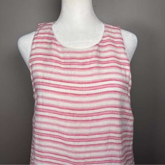 Tommy Bahama Bella Hermosa Shift Dress Size Small Linen Pink White Striped - Picture 2 of 10